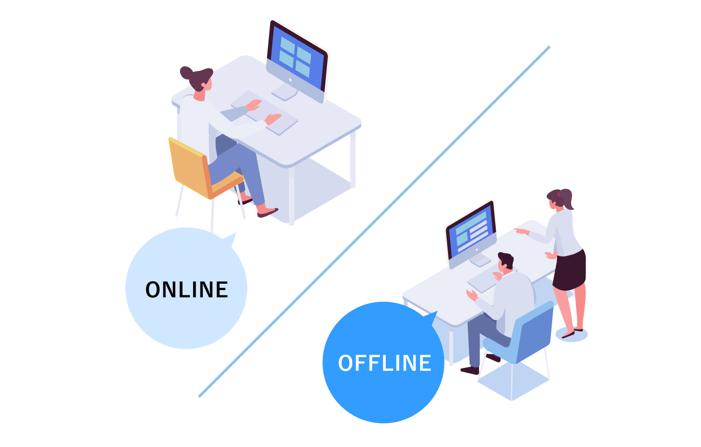 対面、オンライン